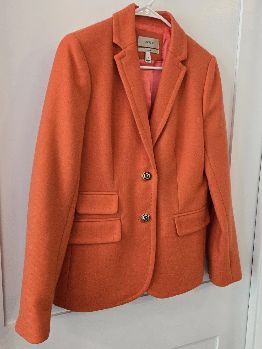 J.Crew Orange 100% Wool Blazer Sz 6